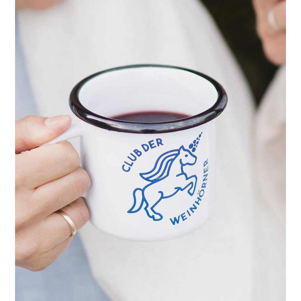 Taza esmaltada "Weinhorn Club" Capri azul