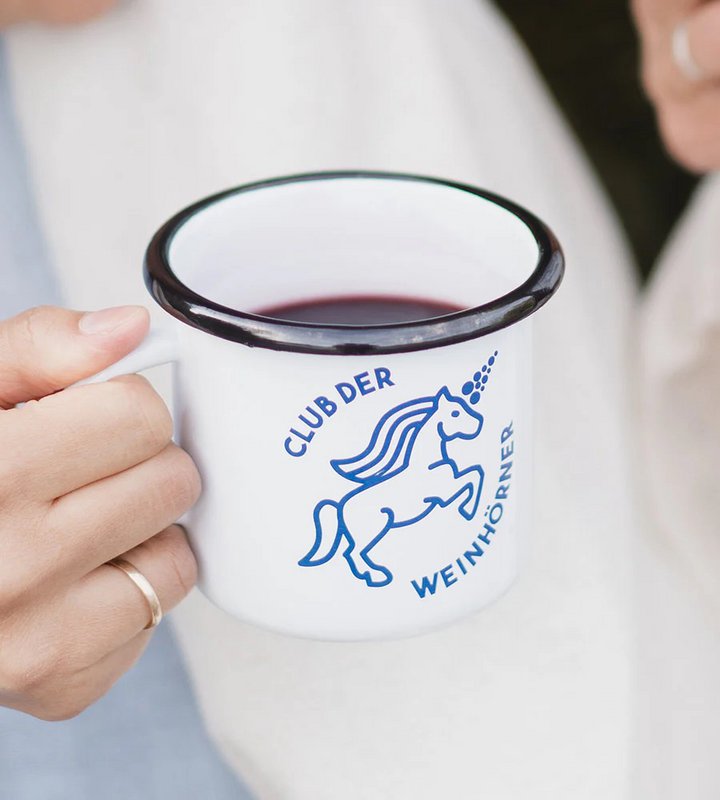 Tasse en émail "Weinhorn Club" bleu Capri