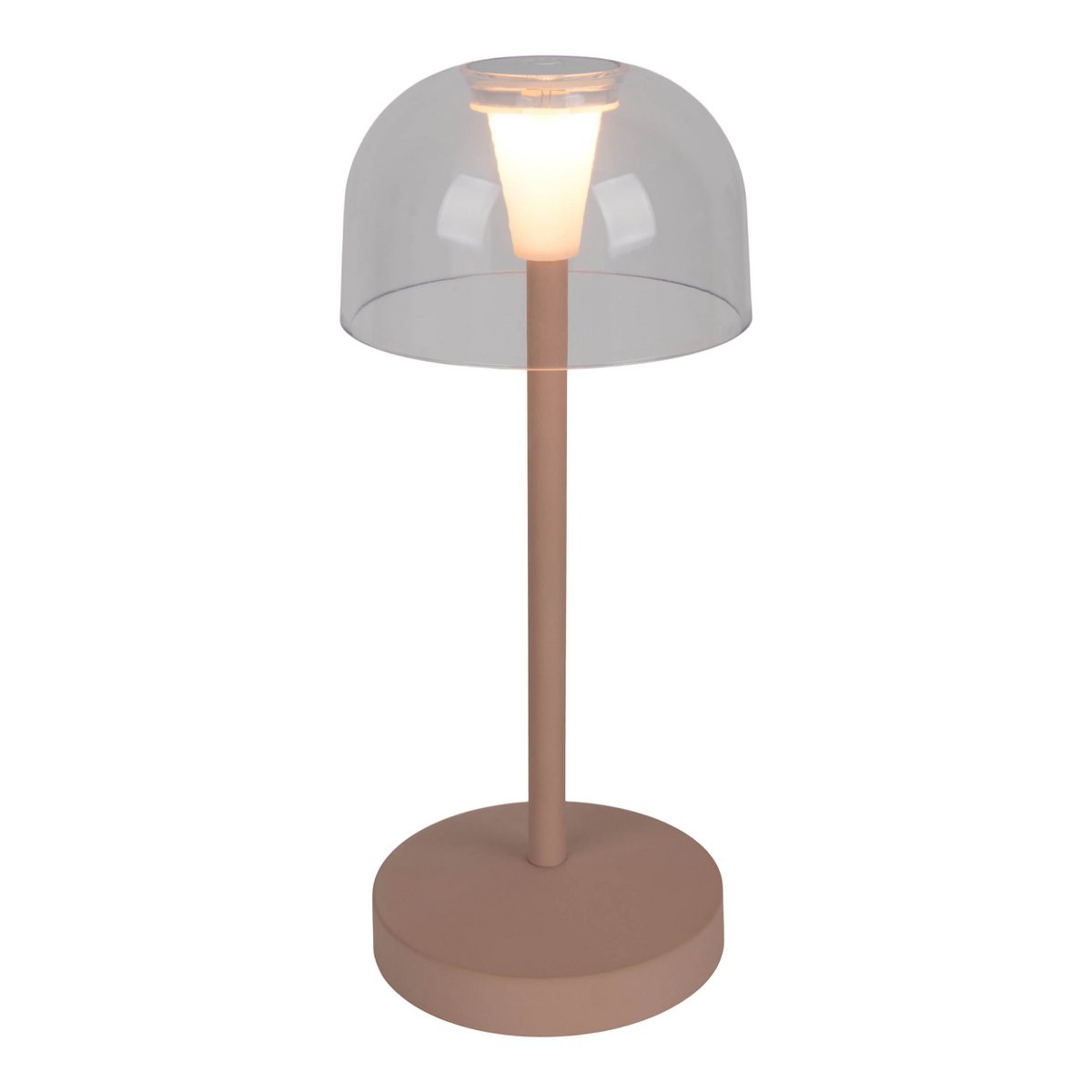 2-er Set LED battery table lamp "Gomba" for outside and inside, made of metal and plastic in Frosted Almond, 18.5 cm high