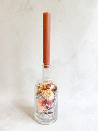 Glass bottle with candle, various. color options