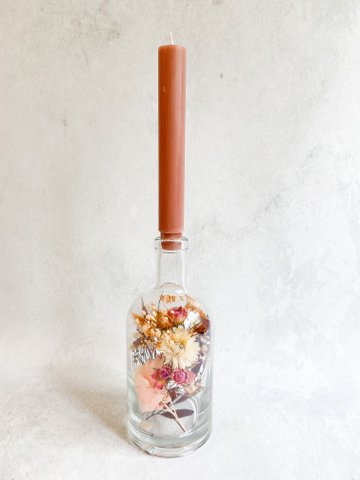 Glass bottle with candle, various. color options