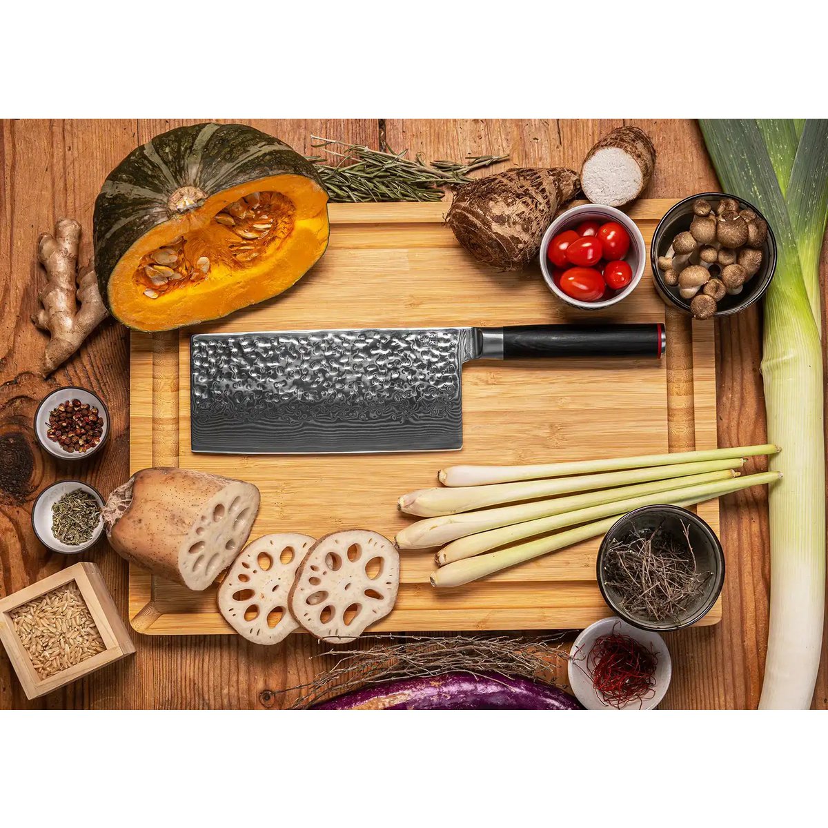 Damascus Cleaver Knife - 190 mm blade