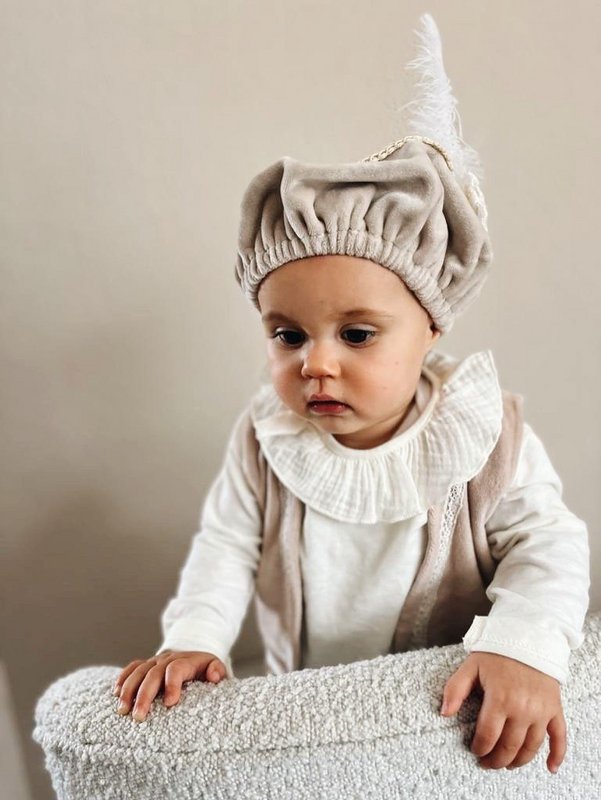 Luxury Pete hat | Beige velvet | Bow