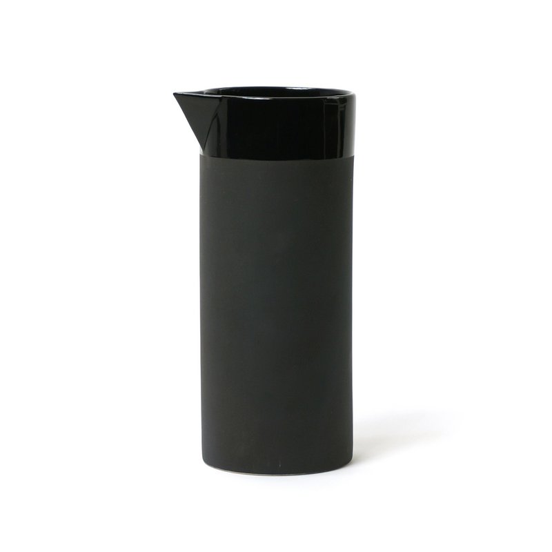 Jarra de agua Cyl cer mat con banda negra 1000ml 8,5x20cm