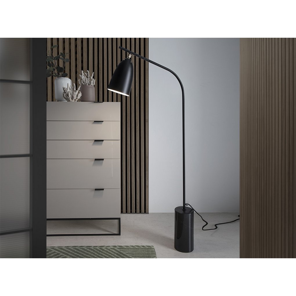 Chiffonier in Pearl Grey hout en zwart staal