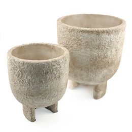 Earthenware flower pot beige