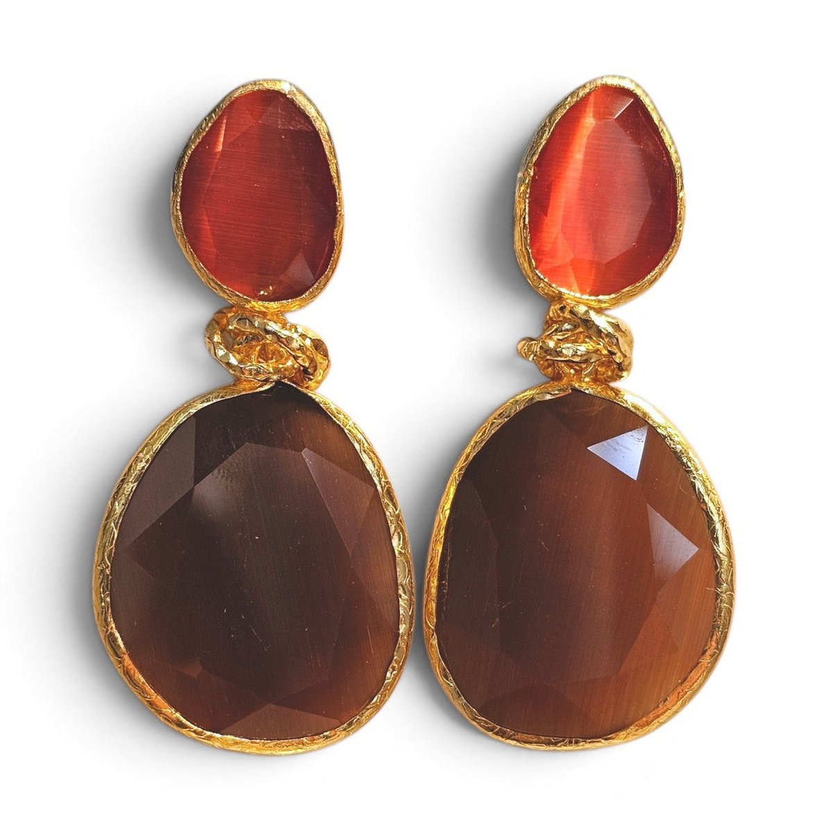 Earring: Twin Glow-Brown Red