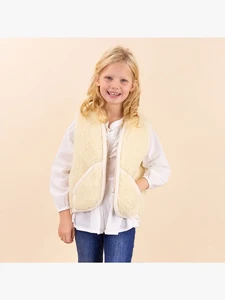 Strickjacke aus Wolle mit Reißverschluss für Kinder in Beige
