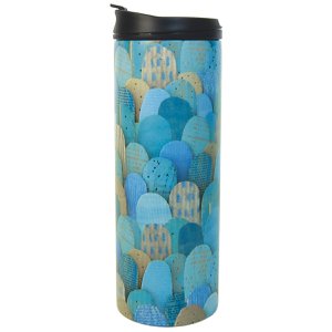 Dubbelwandige thermoskan voor vloeistoffen 400ml. "turquoise mounts" RVS & anti-druppeldop