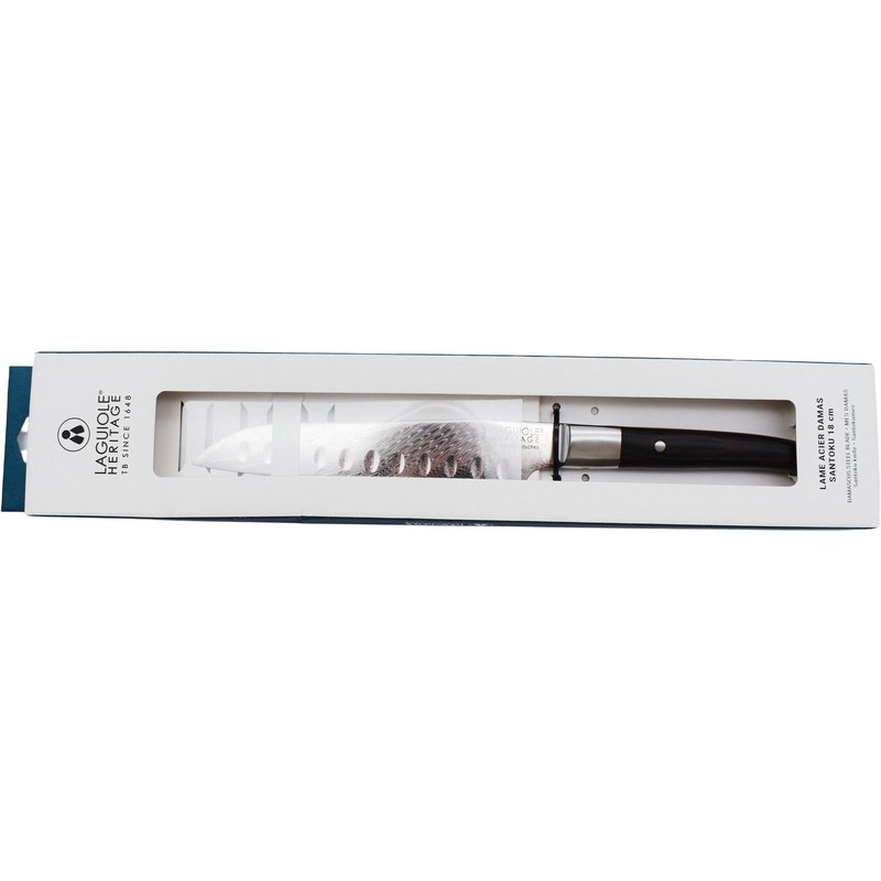 Laguiole Heritage Santoku Knife 18 cm – Black Wood, Damaskus Blade