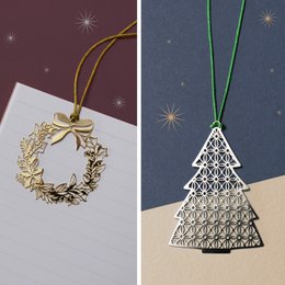 Assortiment de 9 marque-pages en métal - Noël doré