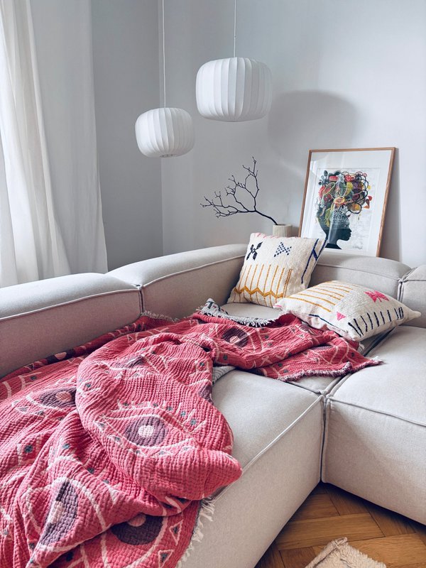 Muslin blanket - Vision - coral blue - 2.20 x 2.50 m fair