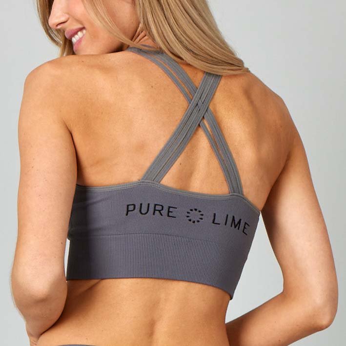 Seamless padded rib top gray