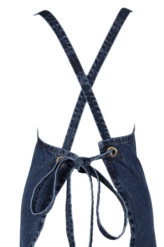 Forklæde DENIM crossback - 75x85 cm, blå