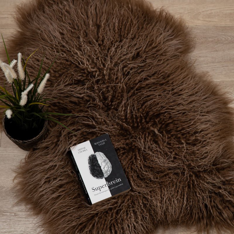 LANA Piel de oveja - Marrón islandés CURLY