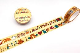 Colorful washi tape with various city-themed designs including landmarks, buildings, and transportation. Available in multiple city variants such as Berlin, New York, London, Paris, Rome, Amsterdam, Barcelona, and Vienna.