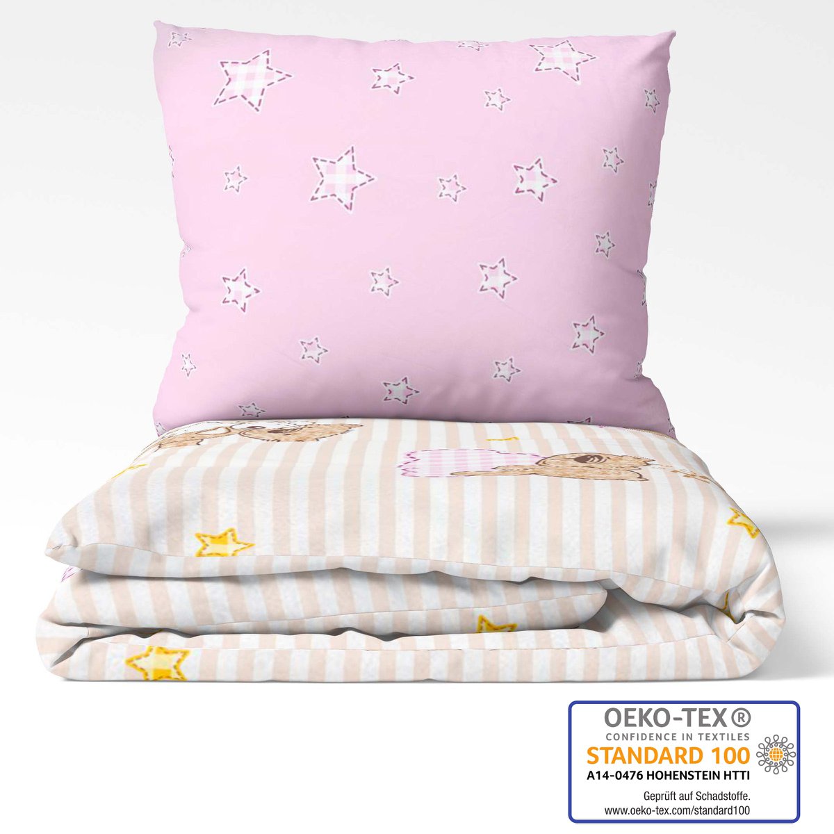Beaver beddengoedset 100x135cm teddy in roze