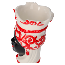 Roter Frauenkopf aus Keramik H 20 x Ø 14 cm (Klein)