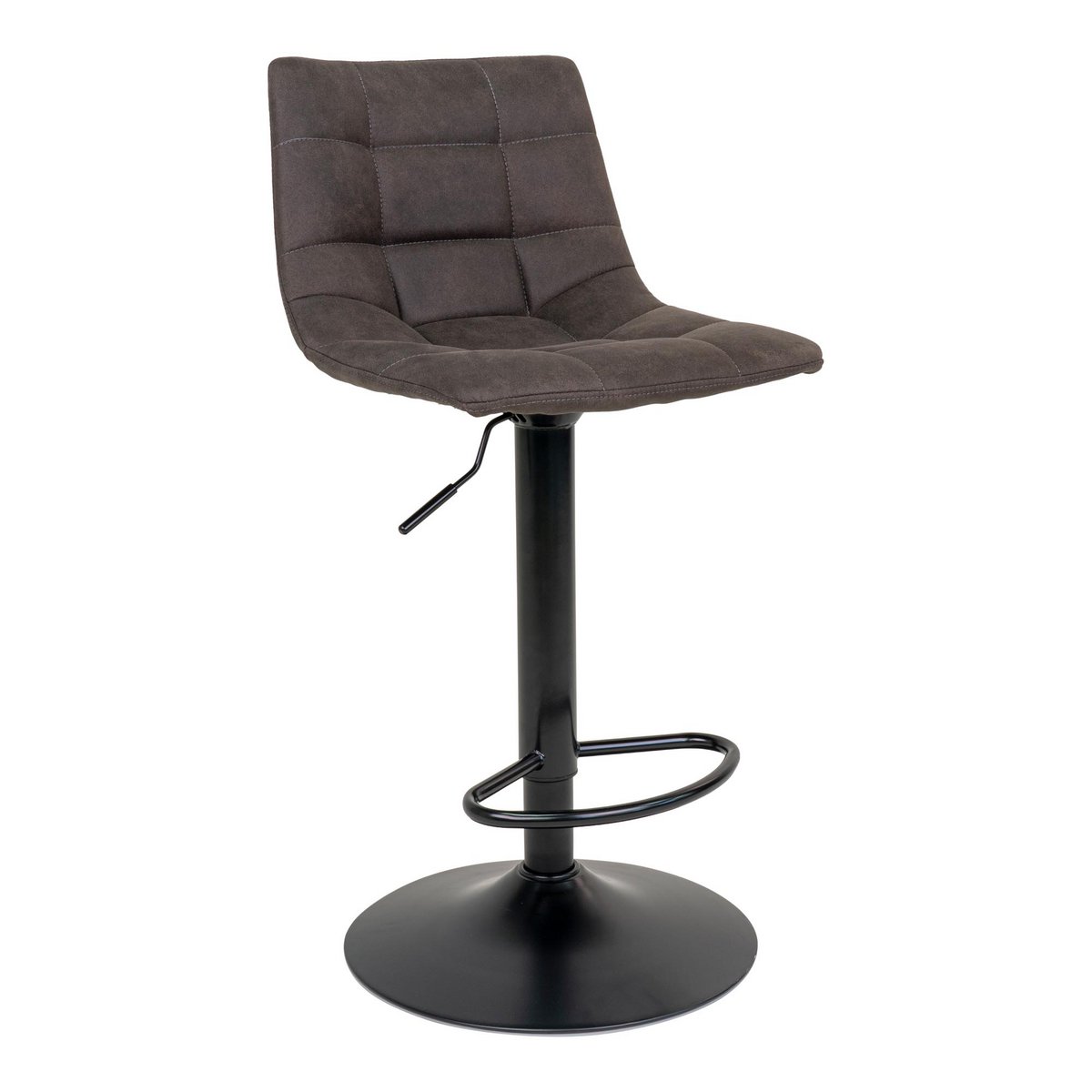 Silla de Bar Middelfart - Gris Oscuro, Microfibra, Patas de Metal Negro, 43x43x88/108cm - Juego de 2