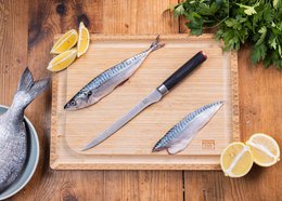 Knife - Flexible fillet knife with bamboo Saya and bamboo box - 200 mm blade