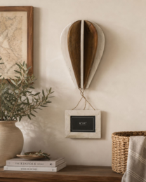 Decorative wooden hot air balloon photo holder 25x12x67 cm