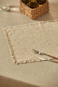 Arga Beige Cotton and Linen Placemat