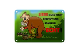 Tin sign saying 18x12cm Love is not perfect but real sign