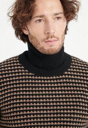 ZACH 3 Pull col rond en cachemire à motif jacquard 4 fils bi couleur