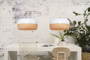 Hanglamp Mekong bamboe plat dubbel, L