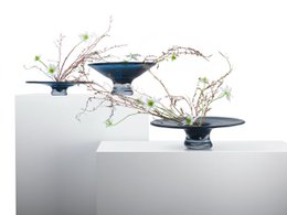 round conical vase or bowl, deep ink blue color: ALAIN