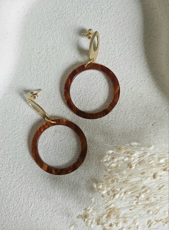 Ohrringe Kreis Cognac