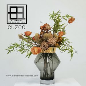 jaggy angular round vase with gold painted on upper part,series: CUZCO
