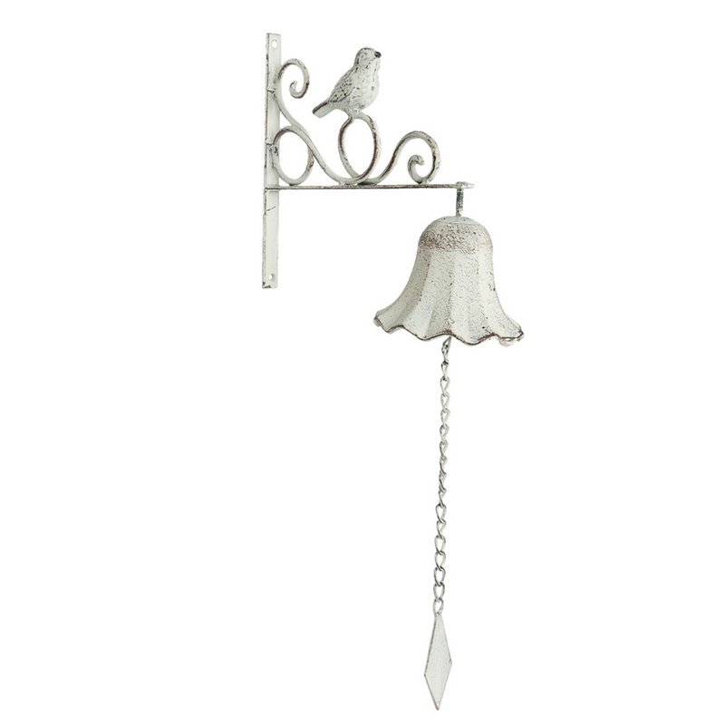 Ouderwetse Deurbel 24x10x49 cm Wit IJzer Tuinbel