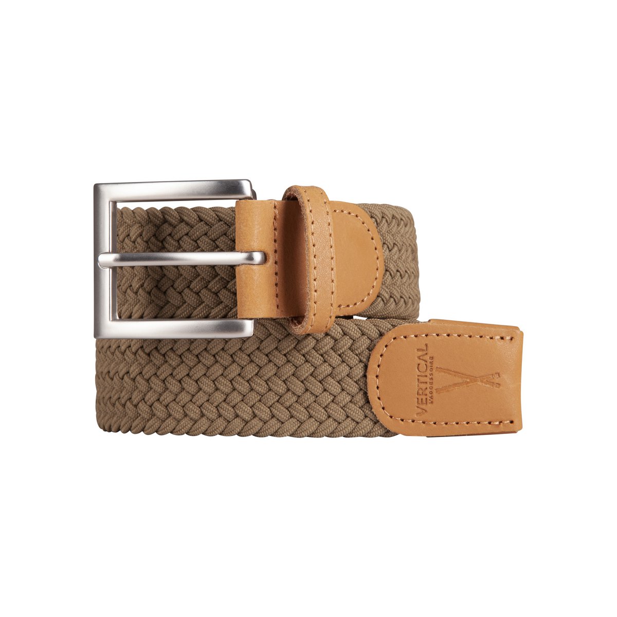 Ceinture tressée élastique noisette