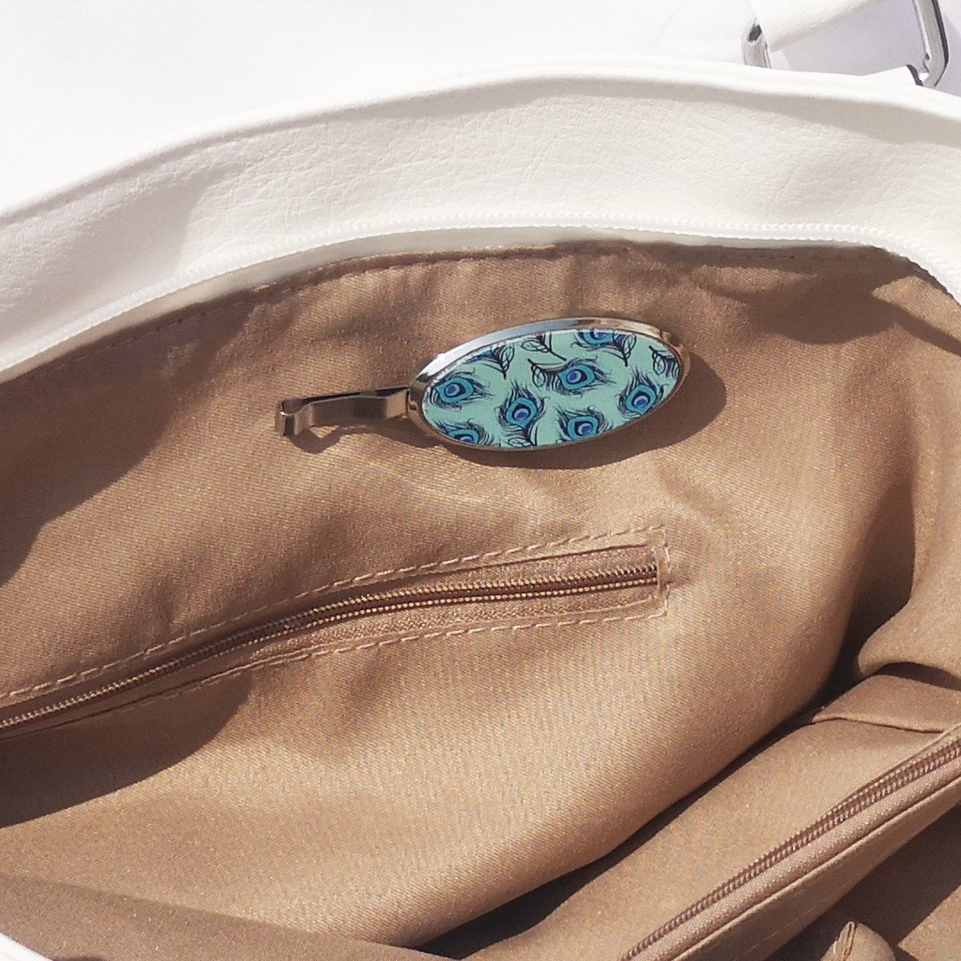 Plumes de paon : porte-clés et téléphone magnétique de créateur, pour sac à main, voiture, maison