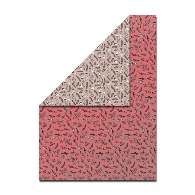 Gift paper DIN A2, printed on both sides, Christmas patterns in old pink and red
