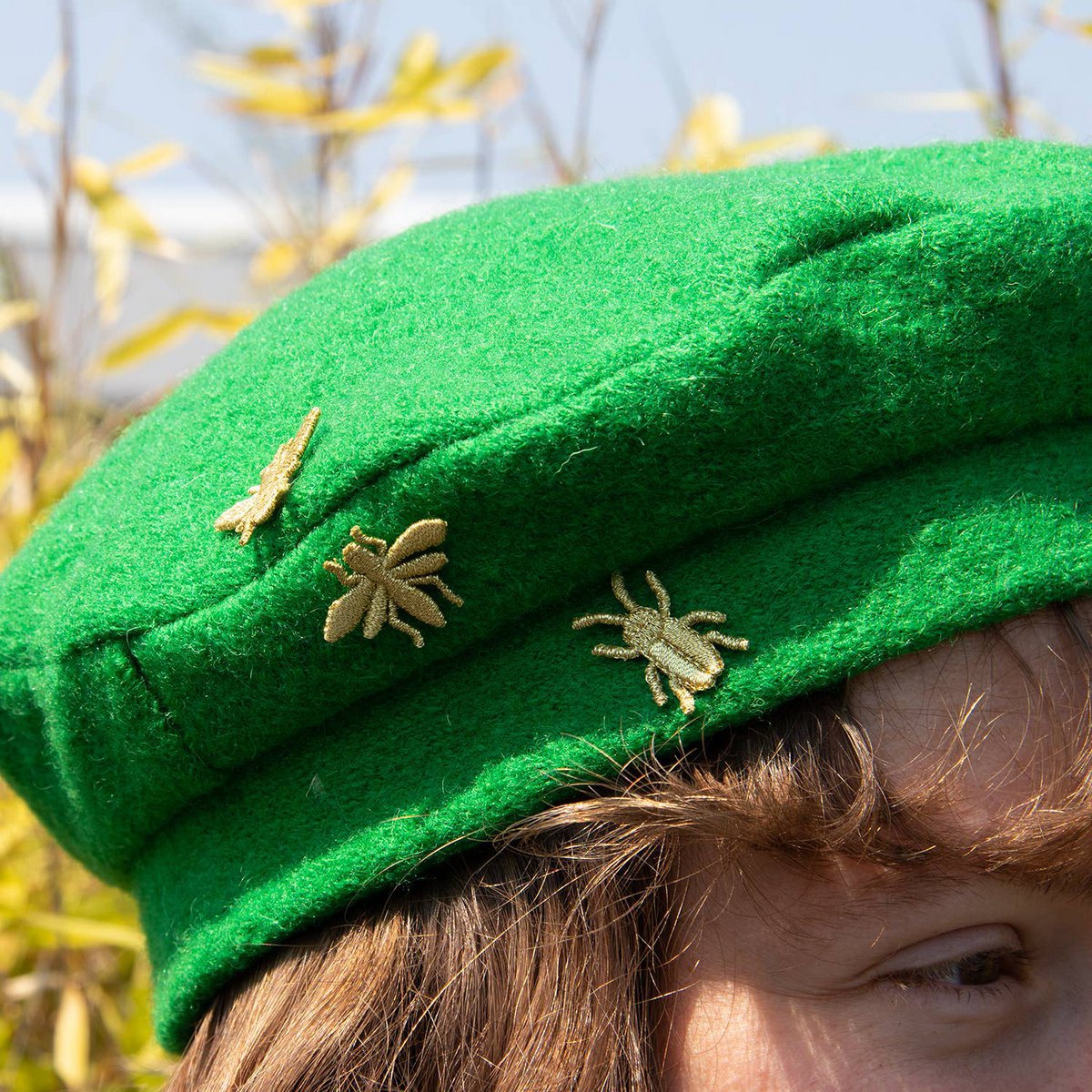 Gouden geborduurde broches - 3 kleine beestjes