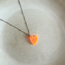 Ketting Lume Charms | Herz Neonorange Silber