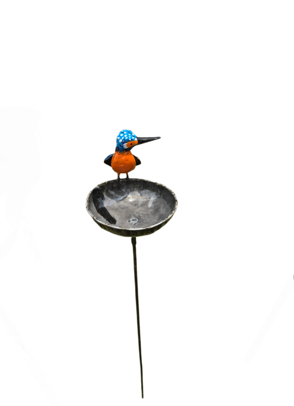 Metalen baby kingfisher kom op stok