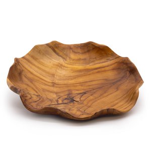 Smooth teak wooden round fruit - 28x5.5cm