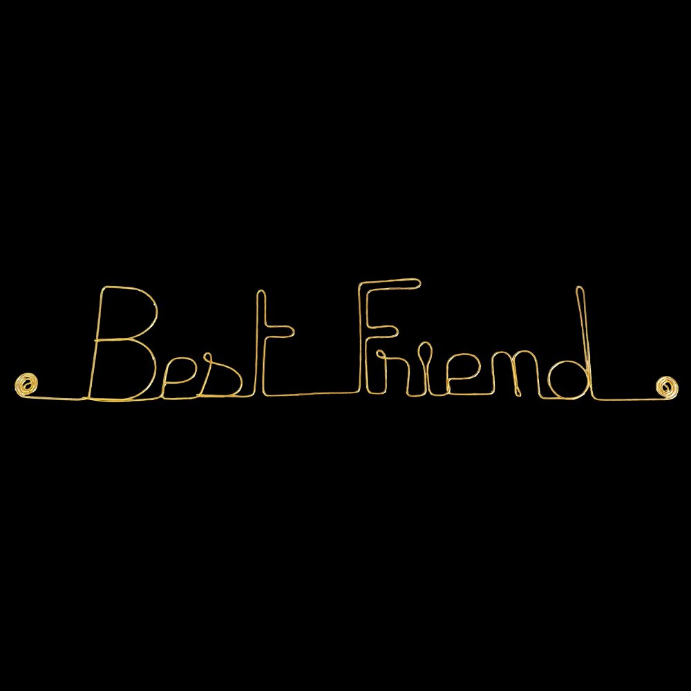 Wall Decoration in Golden Brass Wire - Birthday / Friendship Gift "Best Friend" - to pin - Wall Jewelry