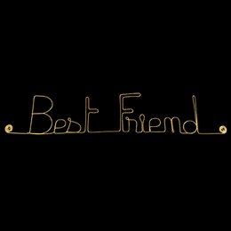 Wall Decoration in Golden Brass Wire - Birthday / Friendship Gift "Best Friend" - to pin - Wall Jewelry