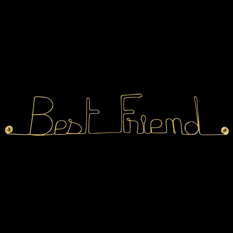 Wall Decoration in Golden Brass Wire - Birthday / Friendship Gift "Best Friend" - to pin - Wall Jewelry