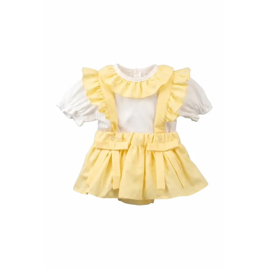 Babypige trøje med flæsebluse, gul