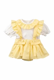 Babypige trøje med flæsebluse, gul
