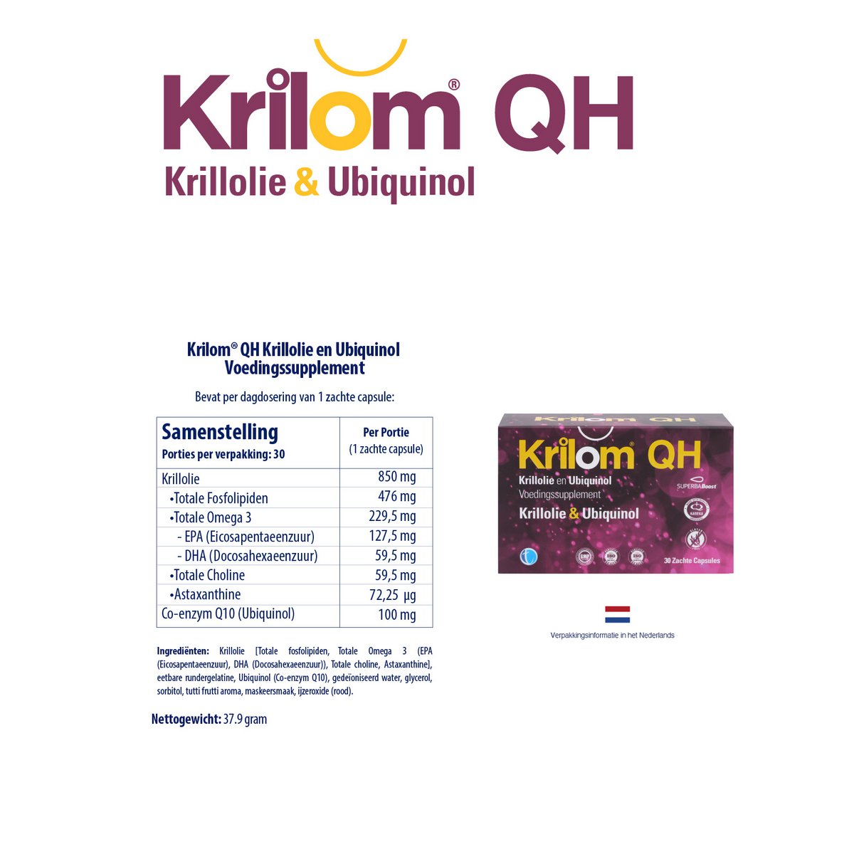 Krilom QH | Complément alimentaire à l'huile de krill et à l'ubiquinol
