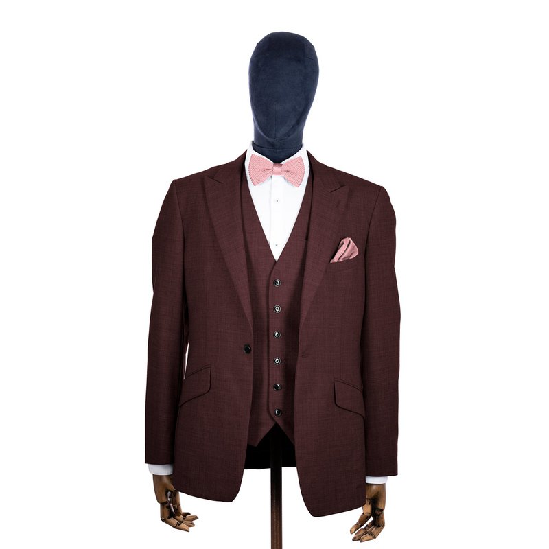 Dusty pink knitted bow tie and pocket square set