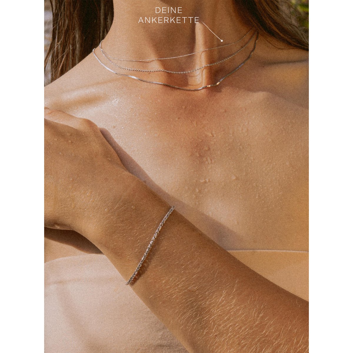 DELICATE anchor chain in delicate 14k white gold