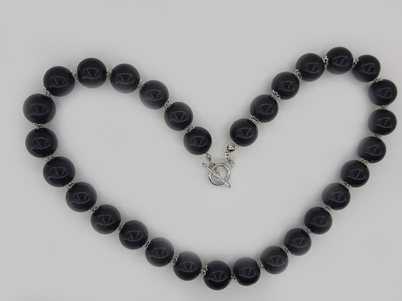 #28 Vintage zwarte parel ketting 