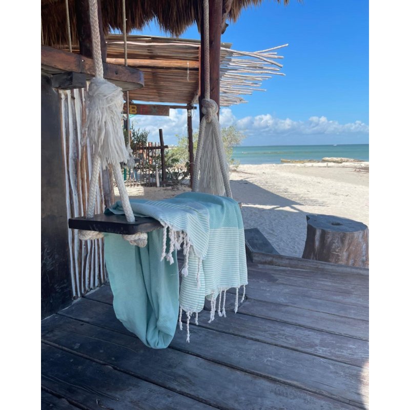 Hammam Towel Fouta Waffle Stripes - Mint - 100x200cm